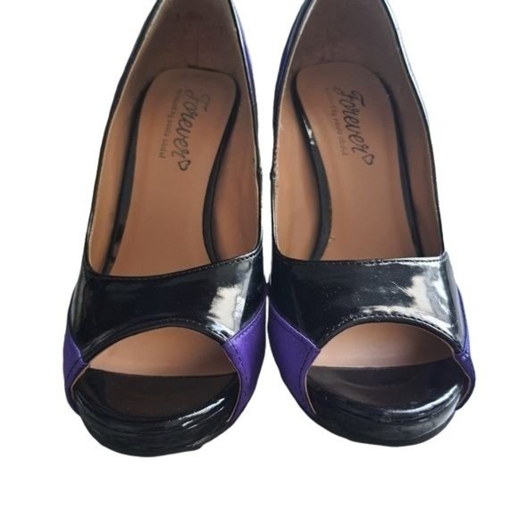 FOREVER Selected by Paula Abdul Purple Peep Toe Heels - Picture 4 of 7